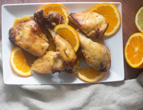 Pollo con riduzione all’arancia cotto in forno