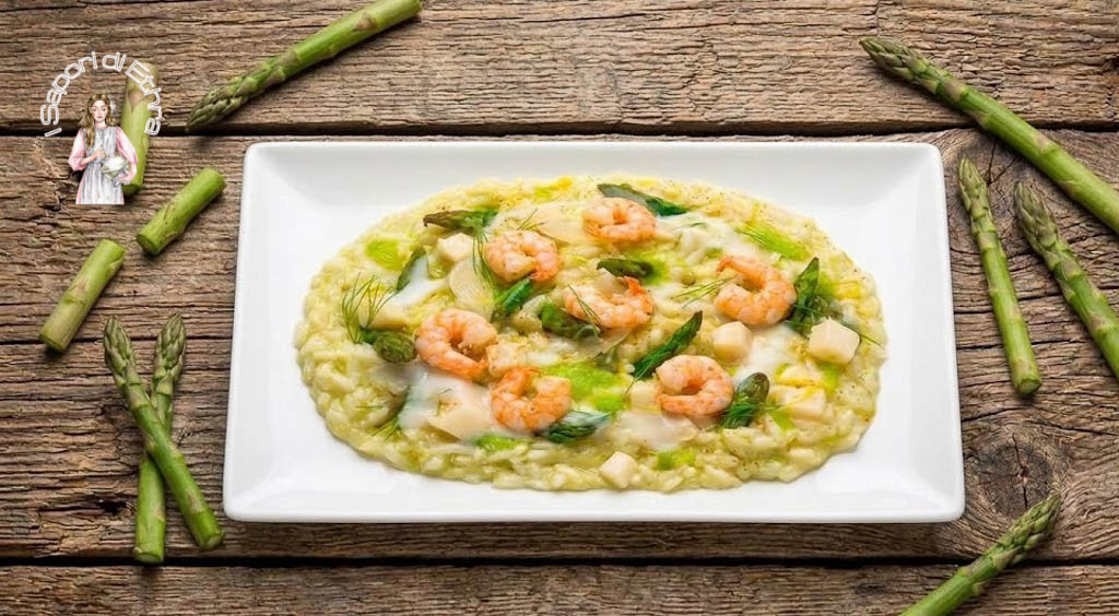 Risotto con asparagi gamberi e taleggio.