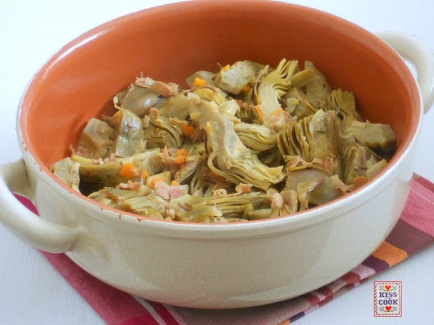 carciofi trifolati con prosciutto