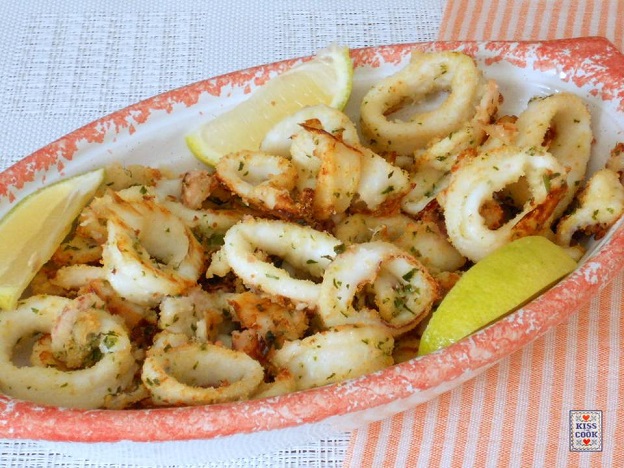 anelli di calamari cotti in forno