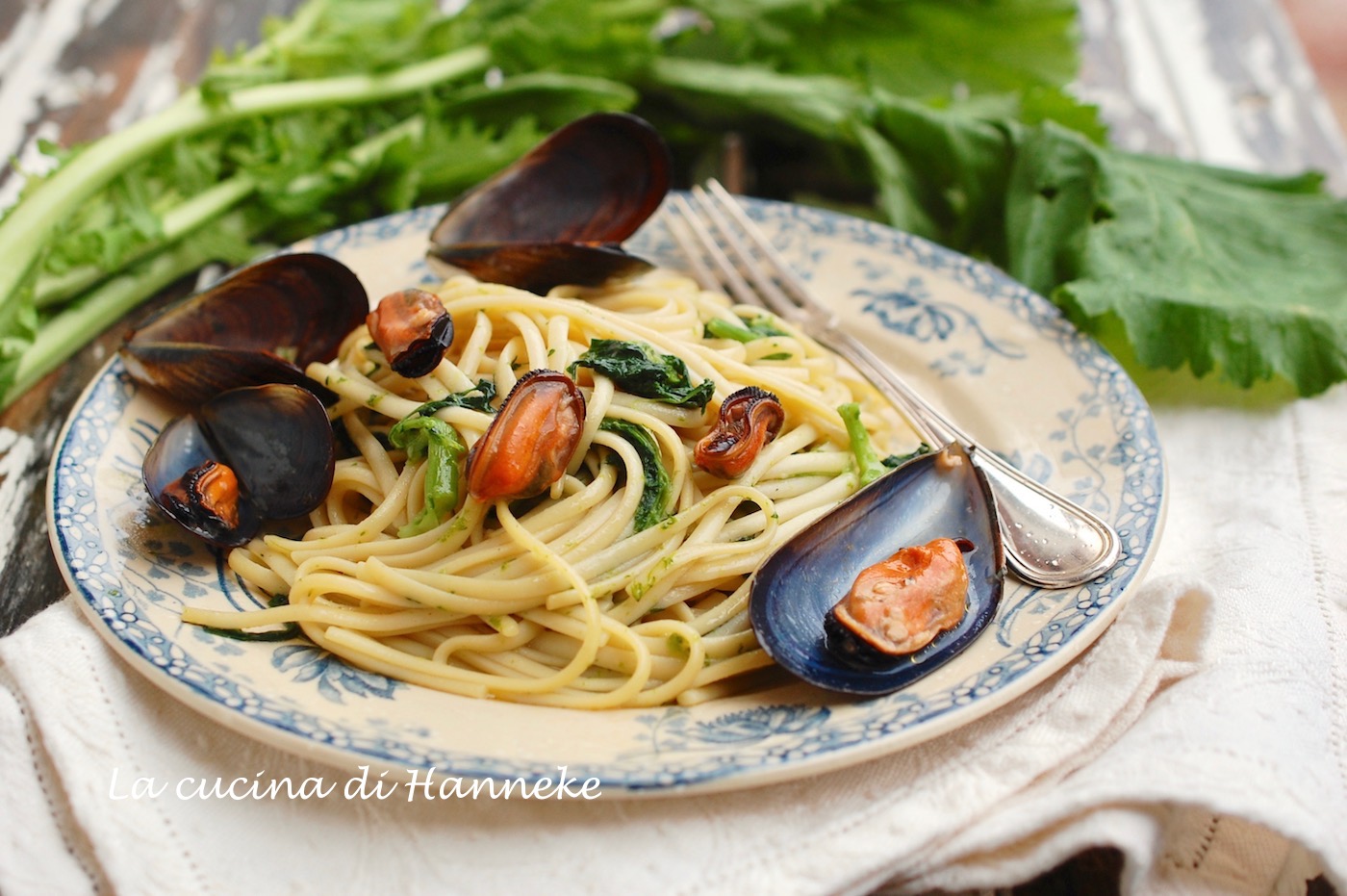 Linguine con cozze e cime di rapa - La cucina di Hanneke