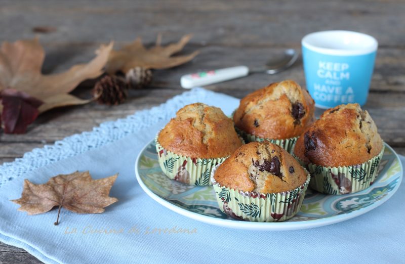 muffin con banane e cioccolato