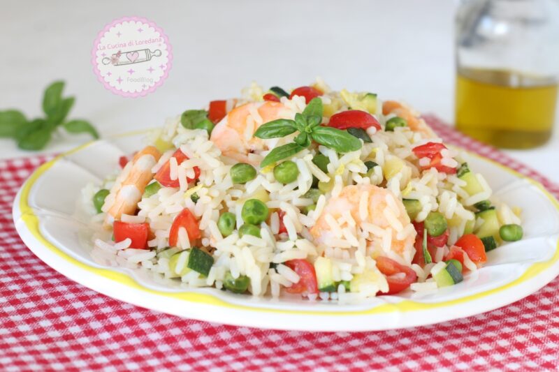 insalata di riso gamberi e piselli