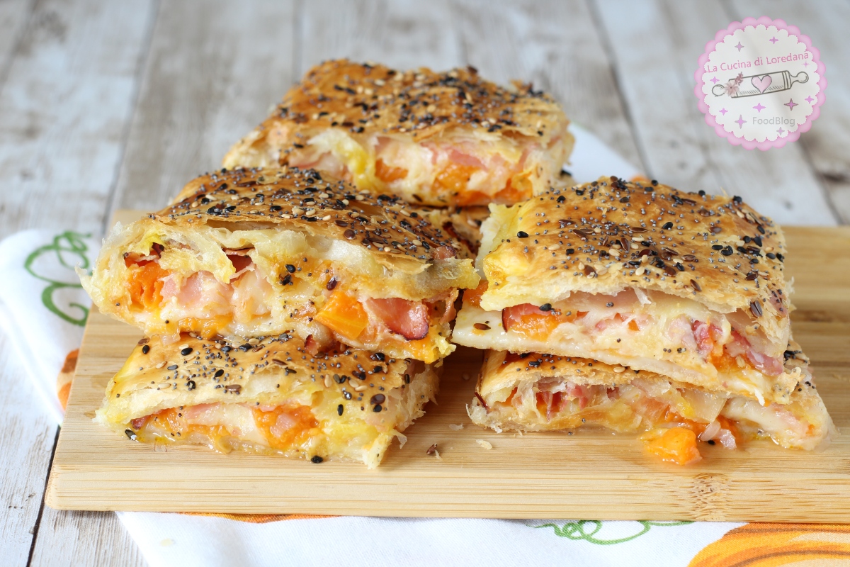 torta rustica con zucca e speck
