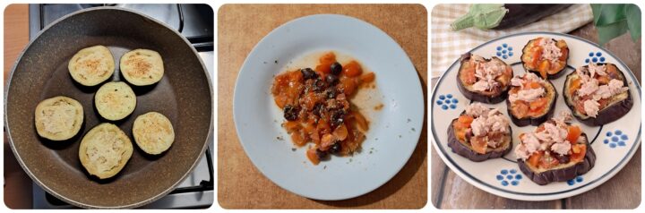 Melanzane grigliate con pomodorini e tonno