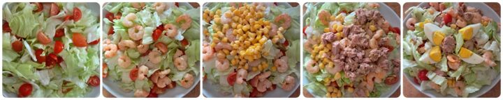 Insalata iceberg con gamberi e tonno