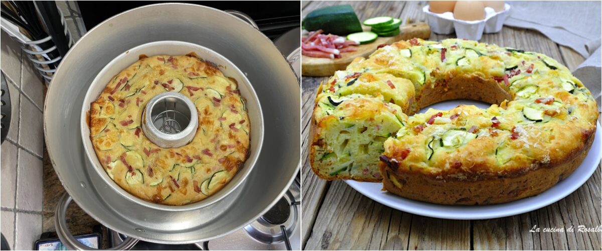 Ciambellone salato con zucchine e speck cotto sul gas con Magic Cooker