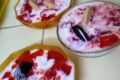Crema pasticcera naturale abbinata alla gelatina alla fragola.