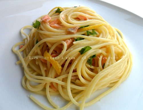 Spaghetti limone e salmone