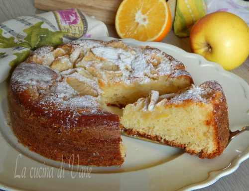 Torta yogurt arancia e mele senza uova