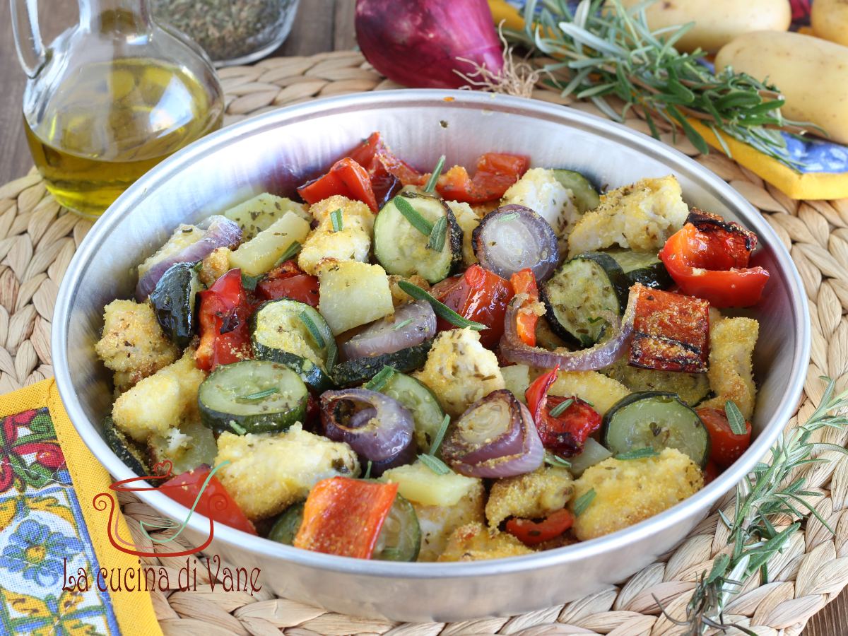 pollo al forno con verdure