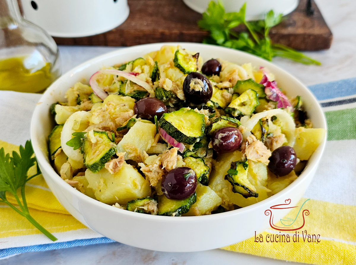 insalata di patate con tonno e zucchine