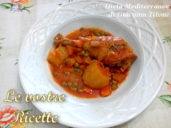 Pollo con patate, carote, sugo e piselli - Foto Fan di Giacomo Titone by Dieta Mediterranea