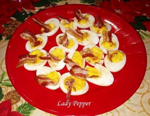 Uova speziate con pancetta croccante