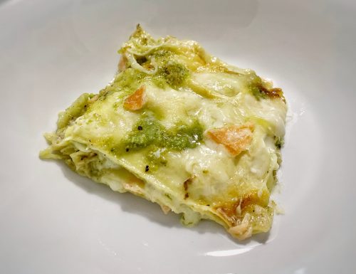 Lasagne salmone e pistacchio