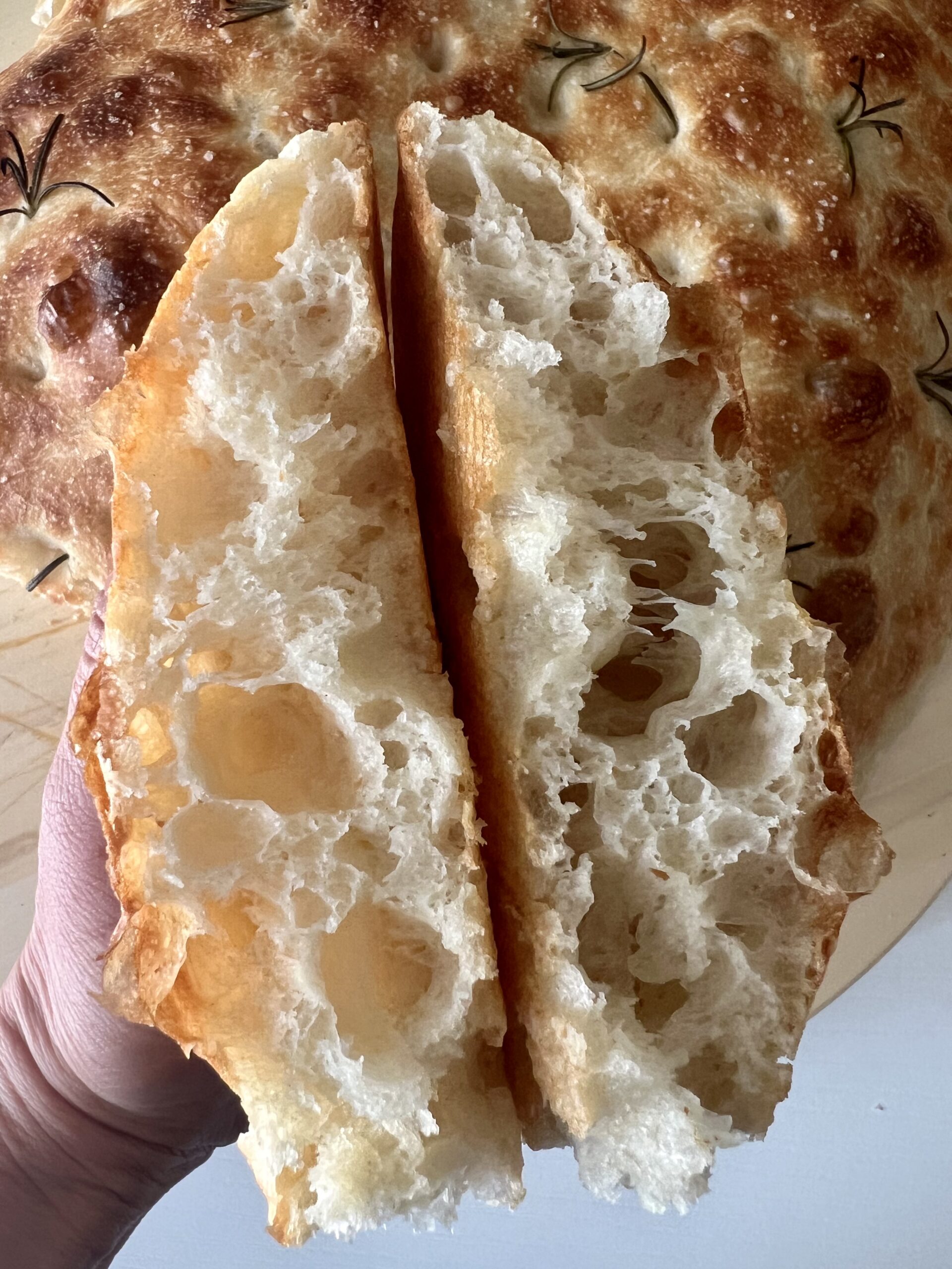 Focaccia con le bolle