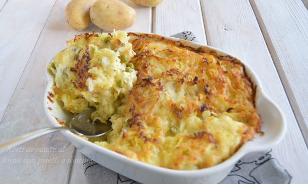 Rösti di patate al forno con piselli e fontina-ricetta veloce