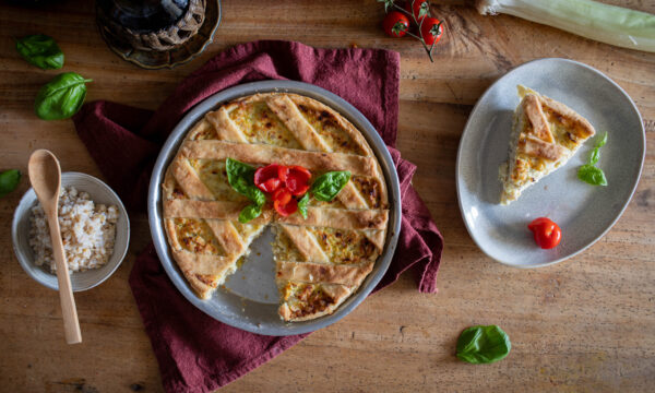 Torta salata con porri ricotta e grano