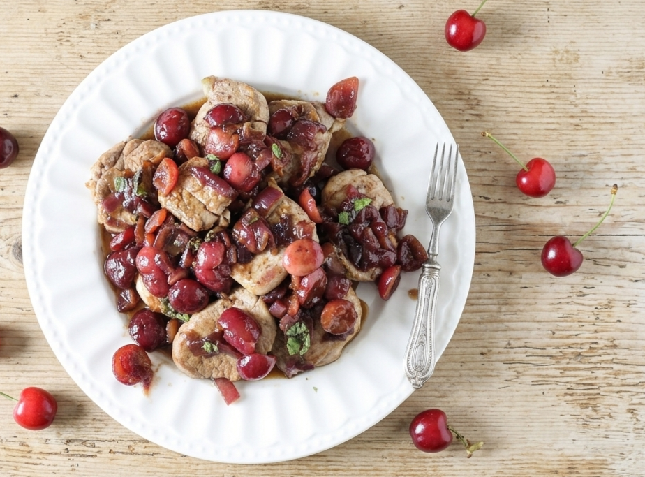 Filetto di maiale alle ciliegie e aceto balsamico
