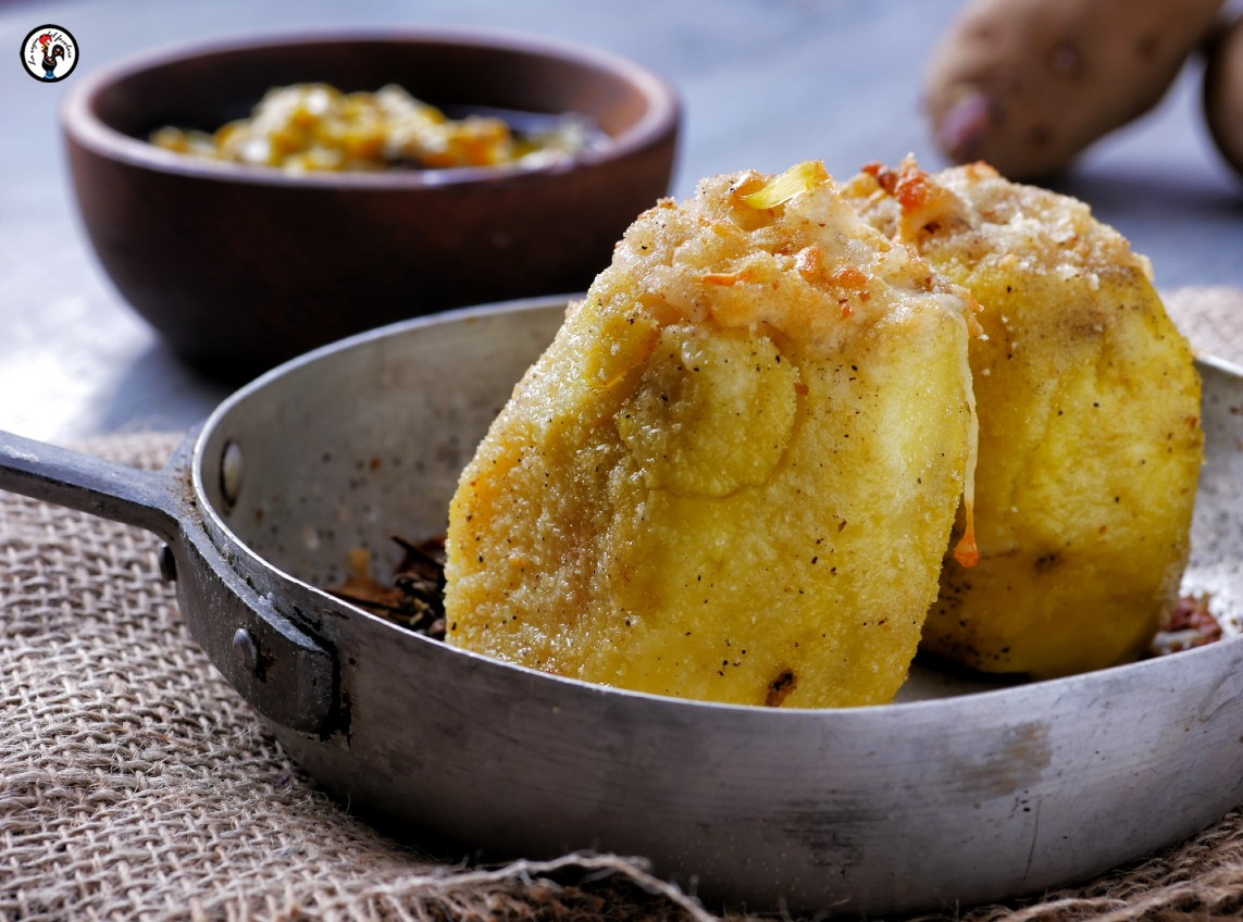 Bicchierini di patate ripieni di riso. Ricetta al sugo di porro