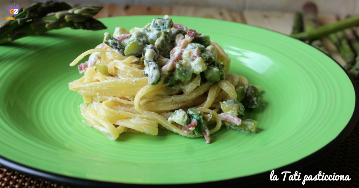 LINGUINE CREMOSE ASPARAGI e PANCETTA (senza panna) buonissime!