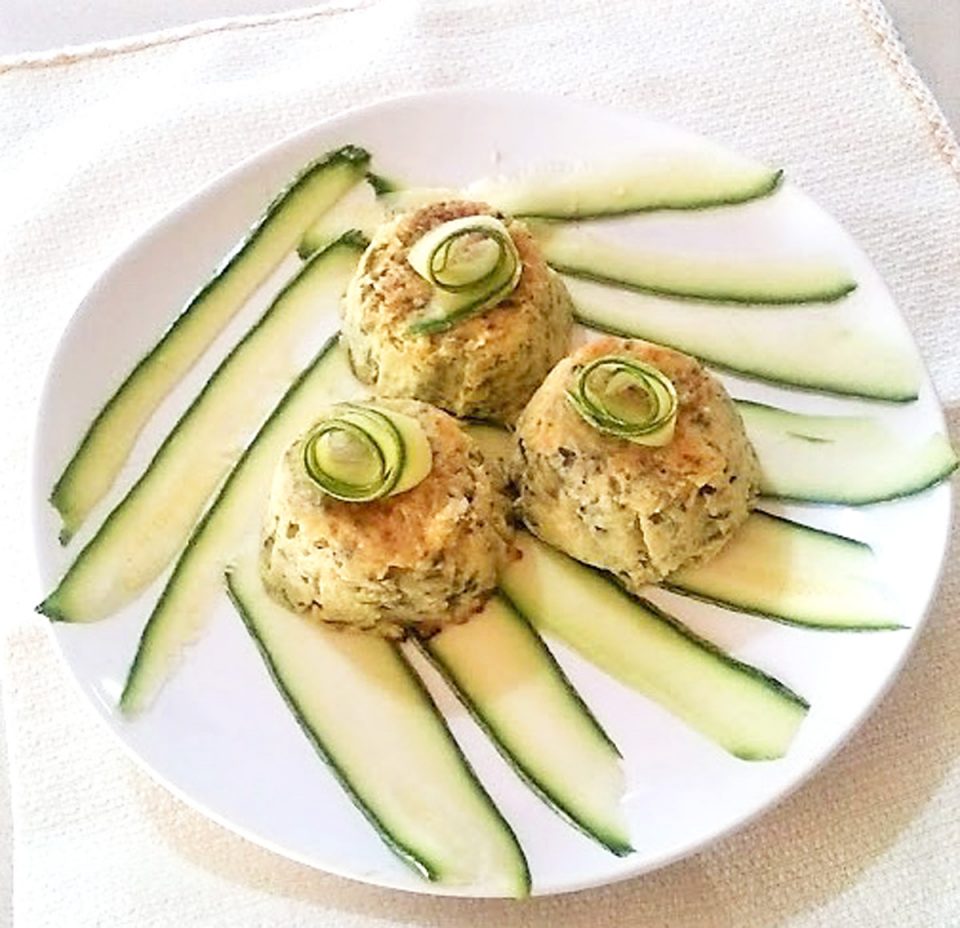 Tortino di zucchine con cuore di prosciutto e mozzarella3 Tortino di zucchine