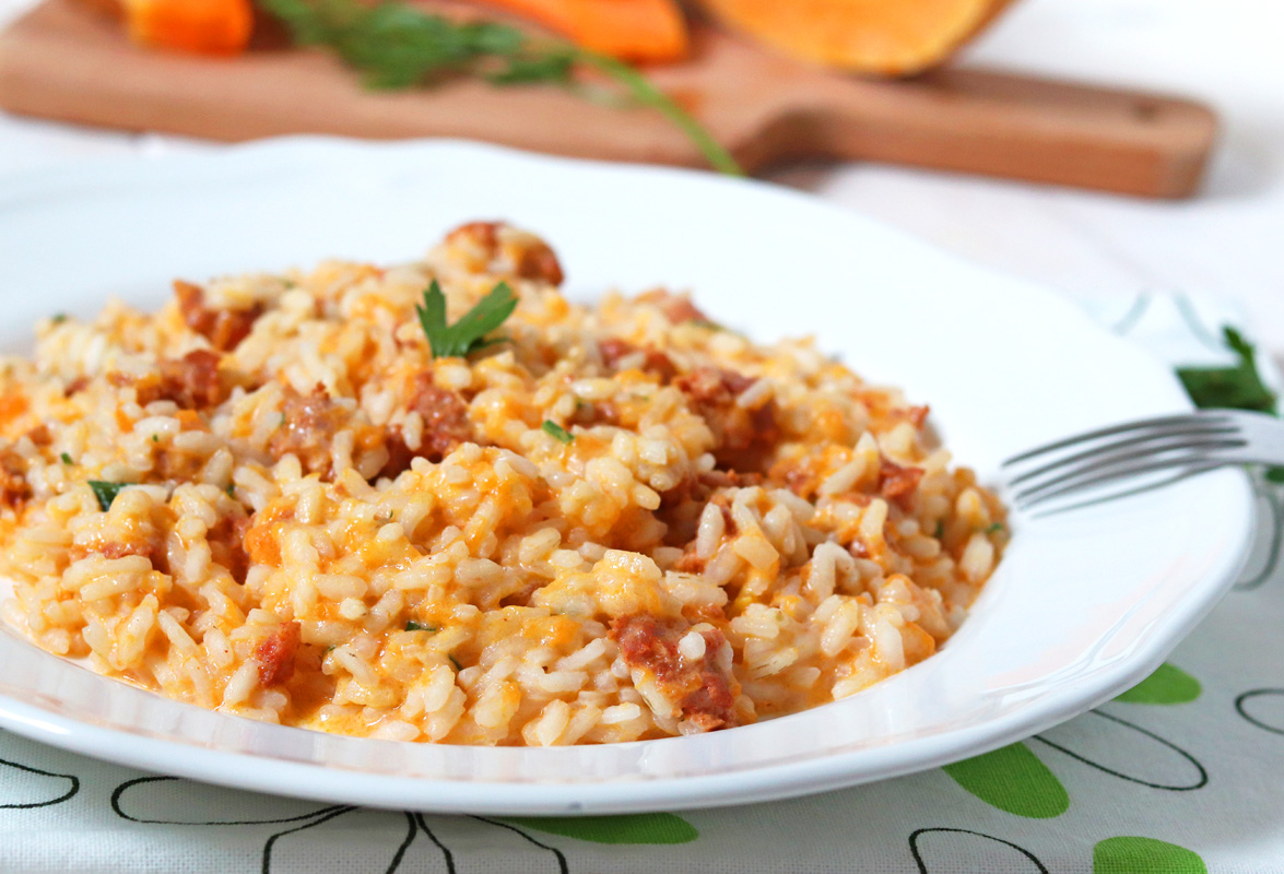 Risotto con zucca e salsiccia