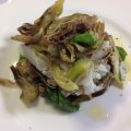 insalata tiepida con carciofi e rana pescatrice