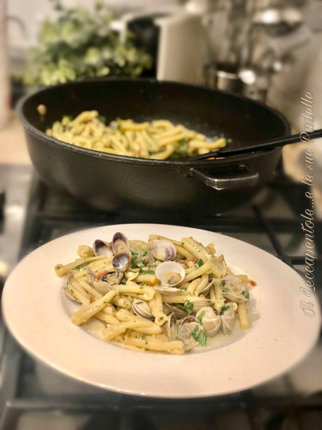 Caserecce con vongole lupino e rucola