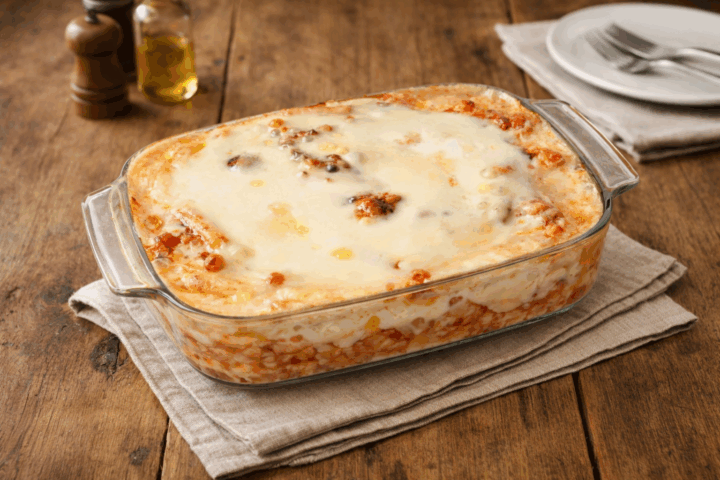 Sedanini con ragù e funghi gratinati al forno