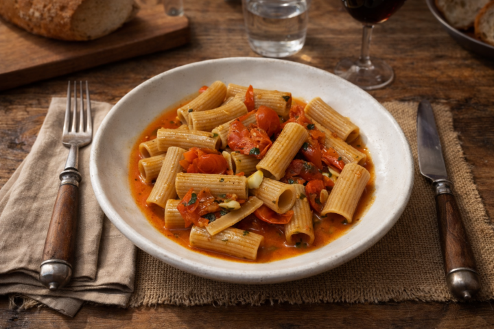 Rigatoni integrali alla picchio pacchio
