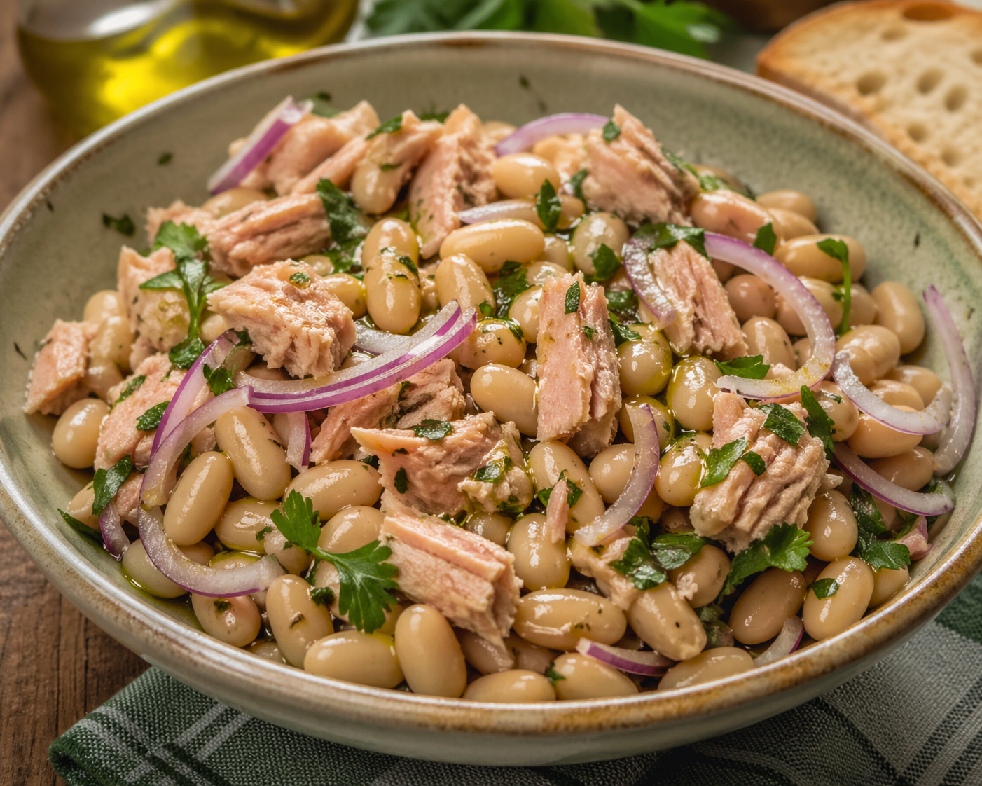 Insalata di tonno, fagioli e cipolle alla ligure
