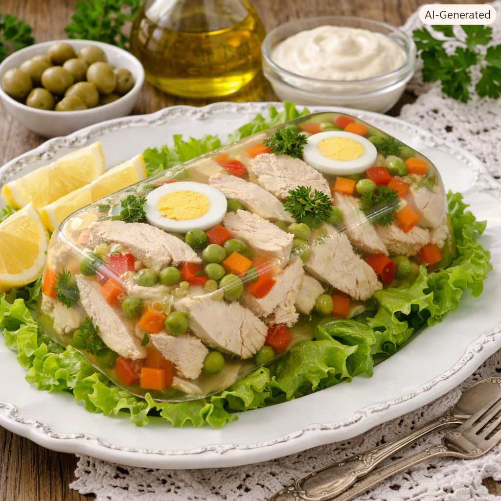 Pollo freddo in gelatina