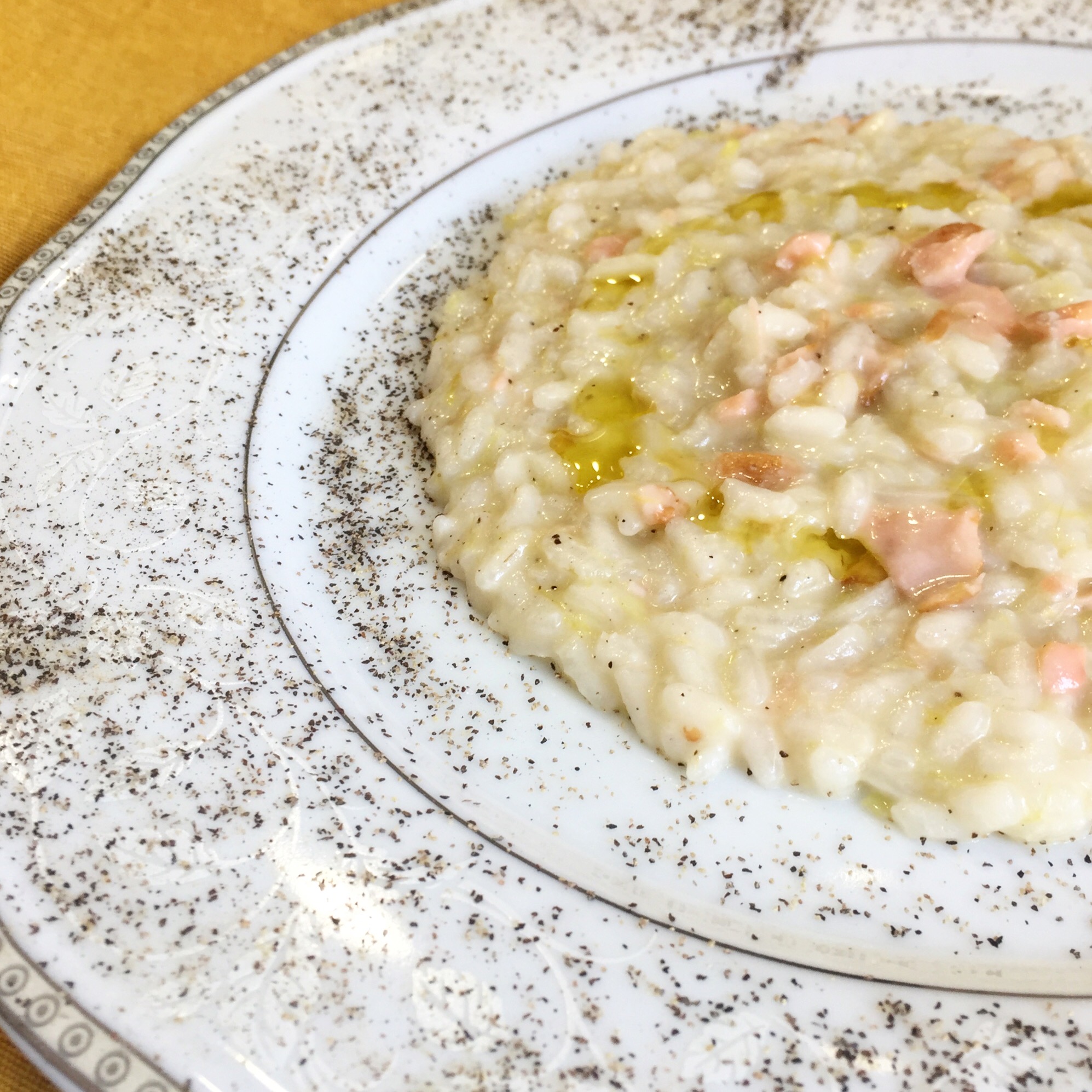 Risotto al salmone affumicato e porri