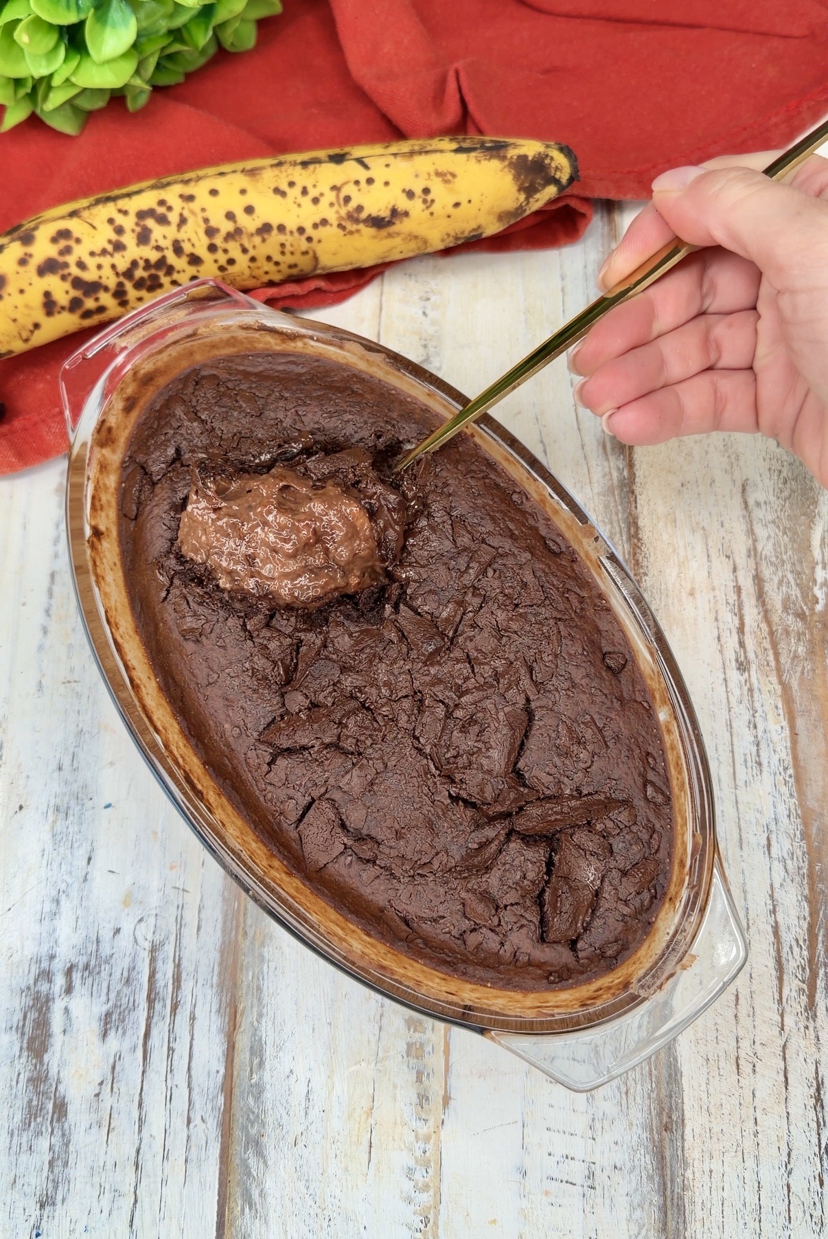 Brownie cioccolato al cucchiaio in friggitrice ad aria
