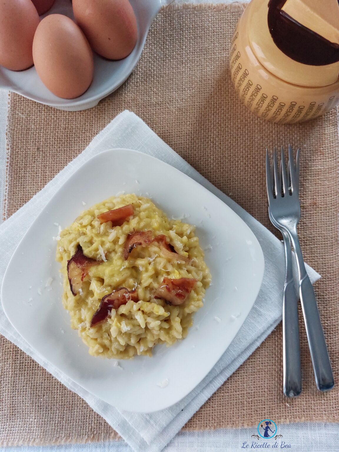 Risotto alla Carbonara ricetta per due persone Le Ricette di Bea