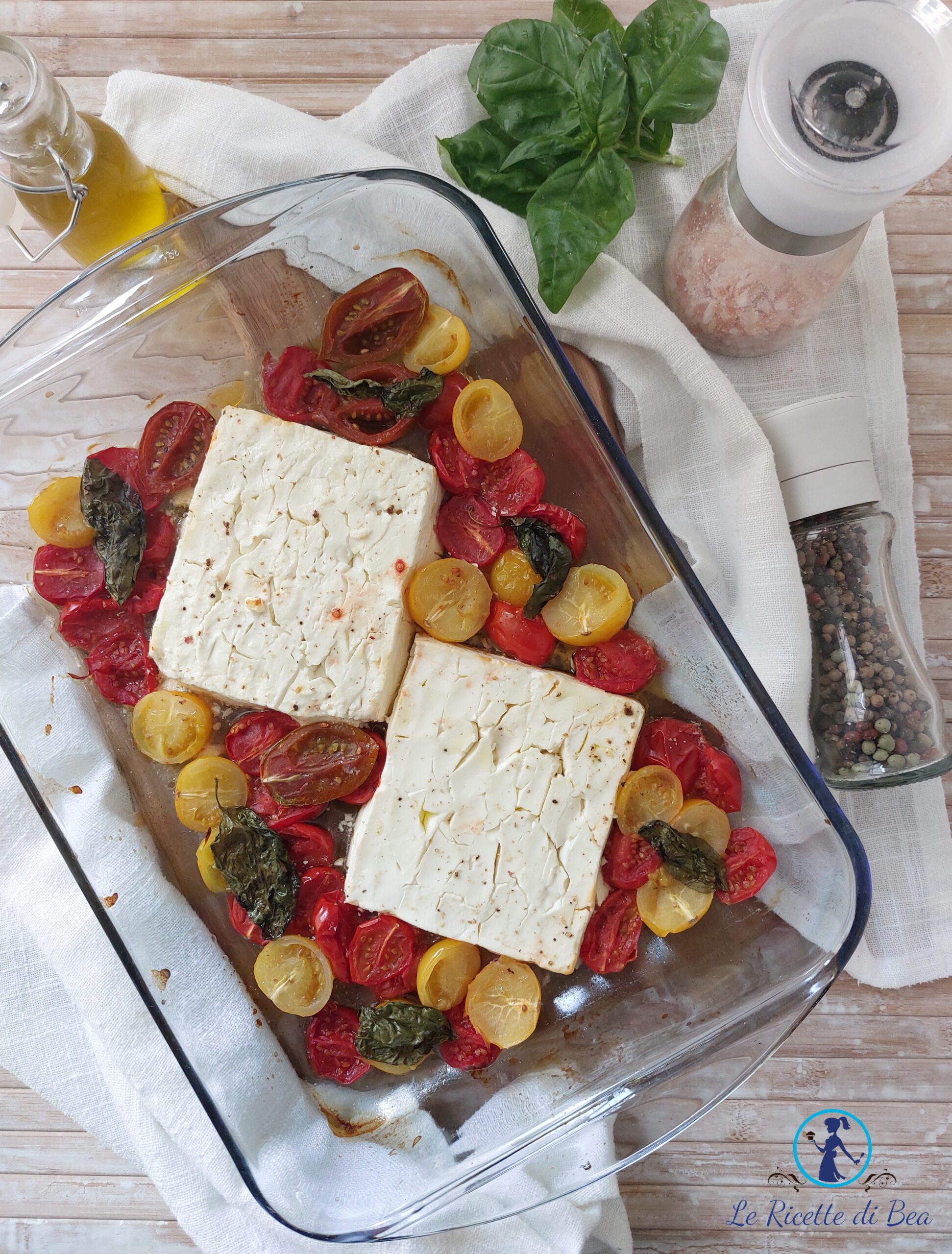 Feta al forno con pomodorini e basilico ricetta per due persone – Le ...