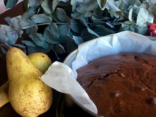Torta Pere e Cacao senza Burro, Latte e Uova