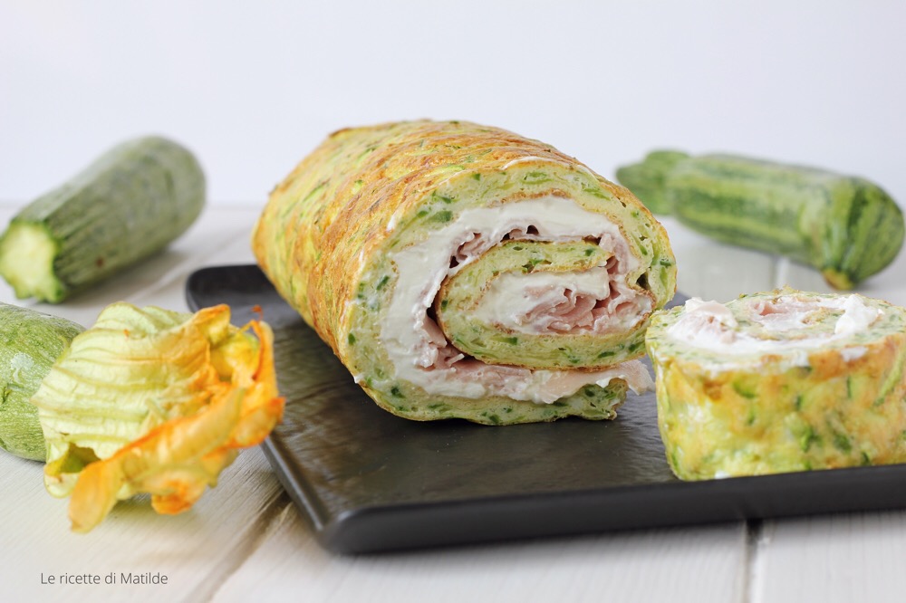 rotolo di zucchine con caprino e cotto