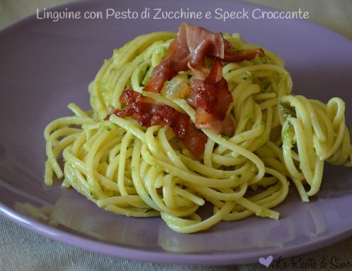 Linguine con Pesto di Zucchine e Speck Croccante