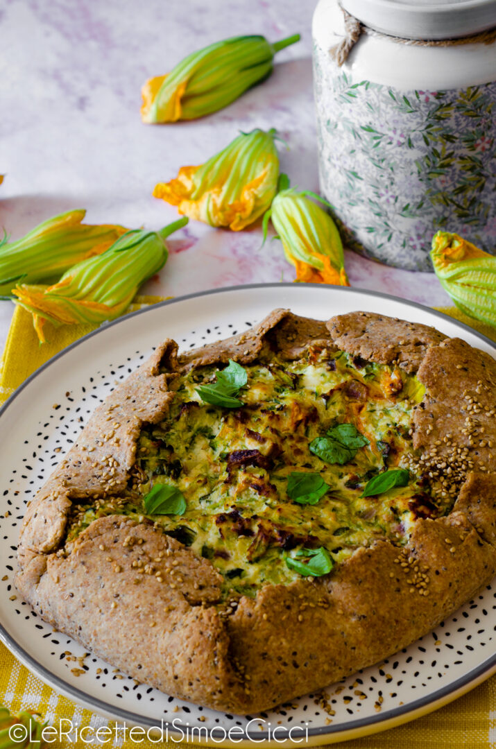 Galette integrale con fiori di zucca e zucchine