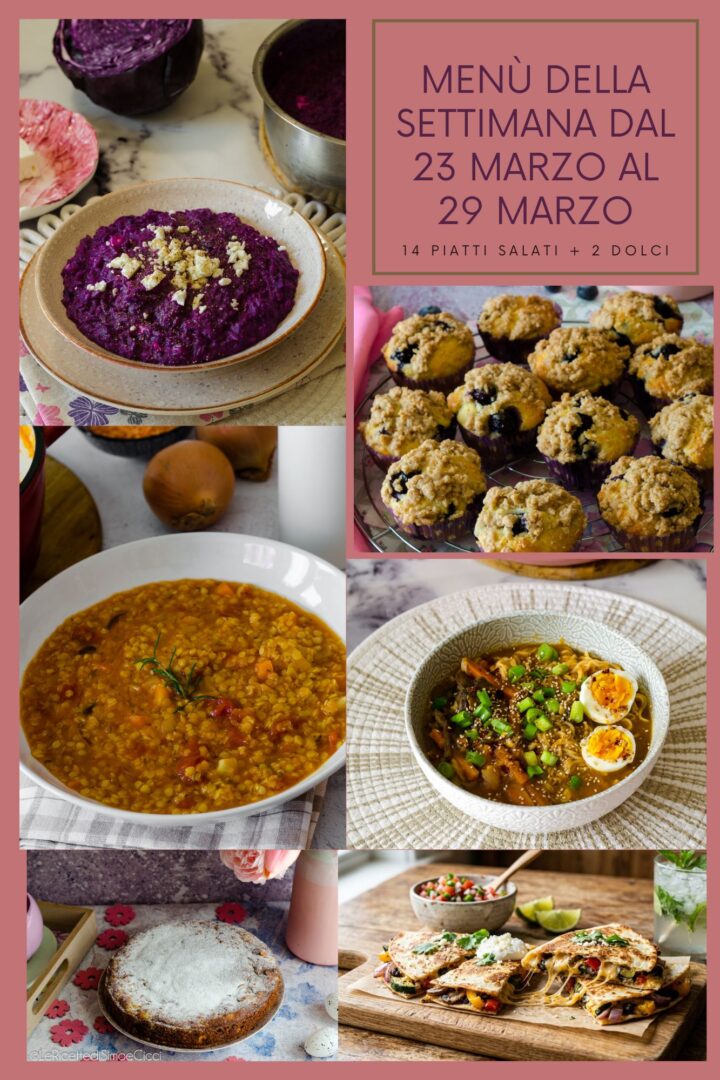 Menù della settimana dal 23 al 29 marzo