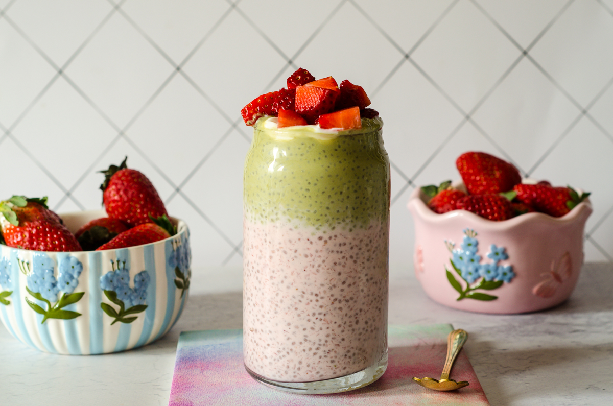 Chia Pudding Matcha e Fragole
