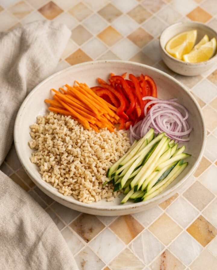 Riso integrale e verdure