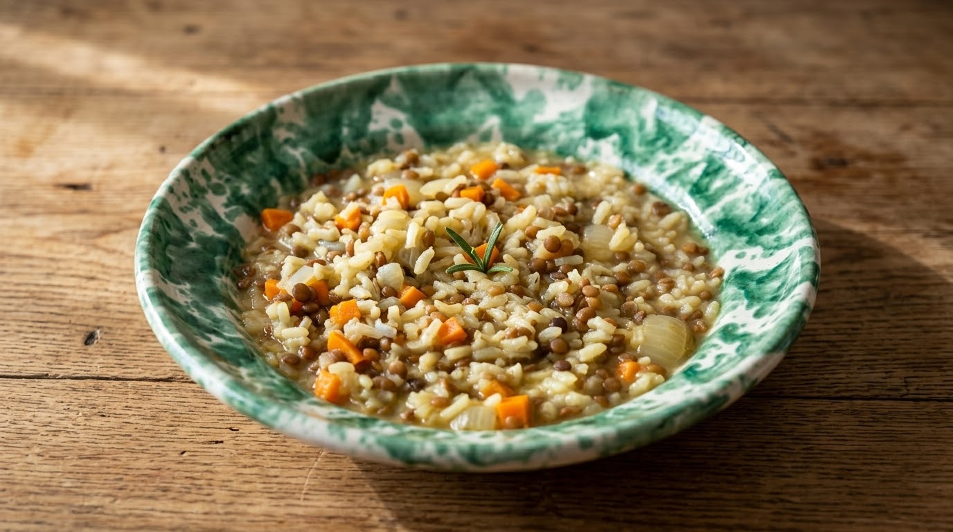 Minestra di riso e lenticchie