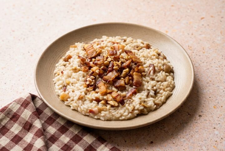 Risotto con castagne e pancetta cremoso e saporito