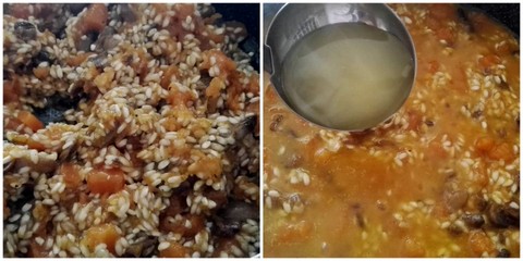 Risotto zucca speck e funghi - Primo piatto autunnale con zucca