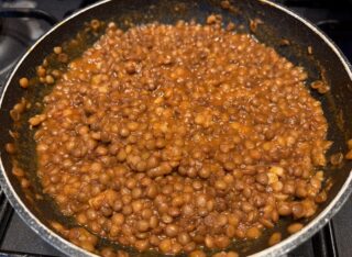 Preparazione lenticchie in padella