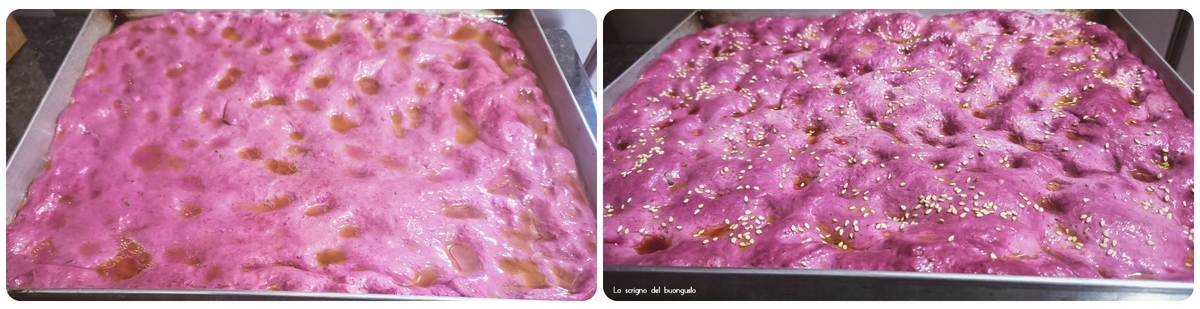 Focaccia soffice alla barbabietola