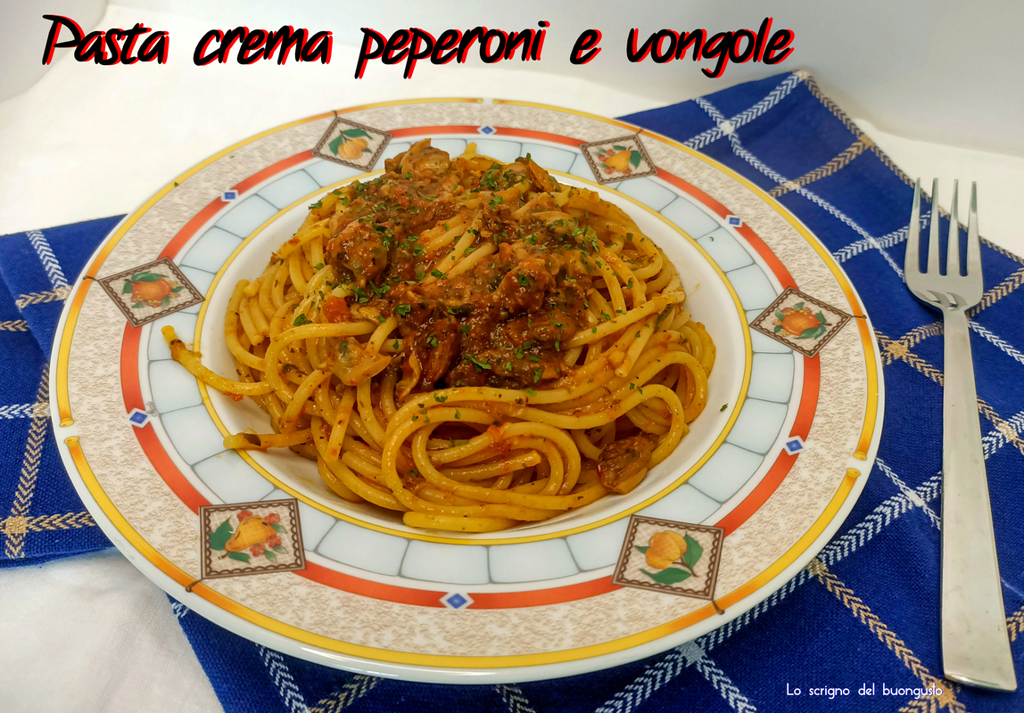 Pasta crema peperoni e vongole